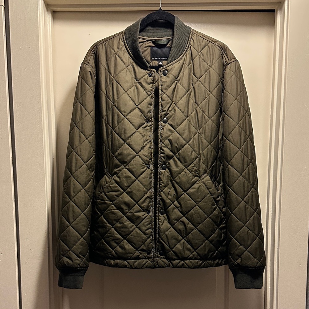 Banana Republic Men’s Quilted Bomber Jacket - Dark Olive